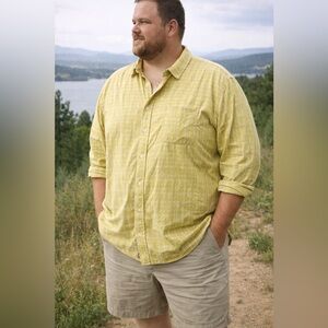 Simms Mens Long Sleeve Button Down Fishing Shirt in Yellow & White Size XL